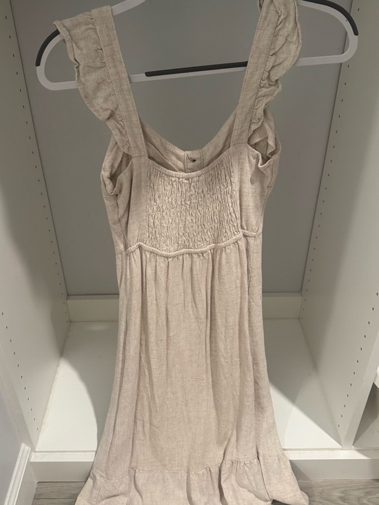 Monteau Beige Ruffle Strap Button-Front Sundress - Picture 2 of 2
